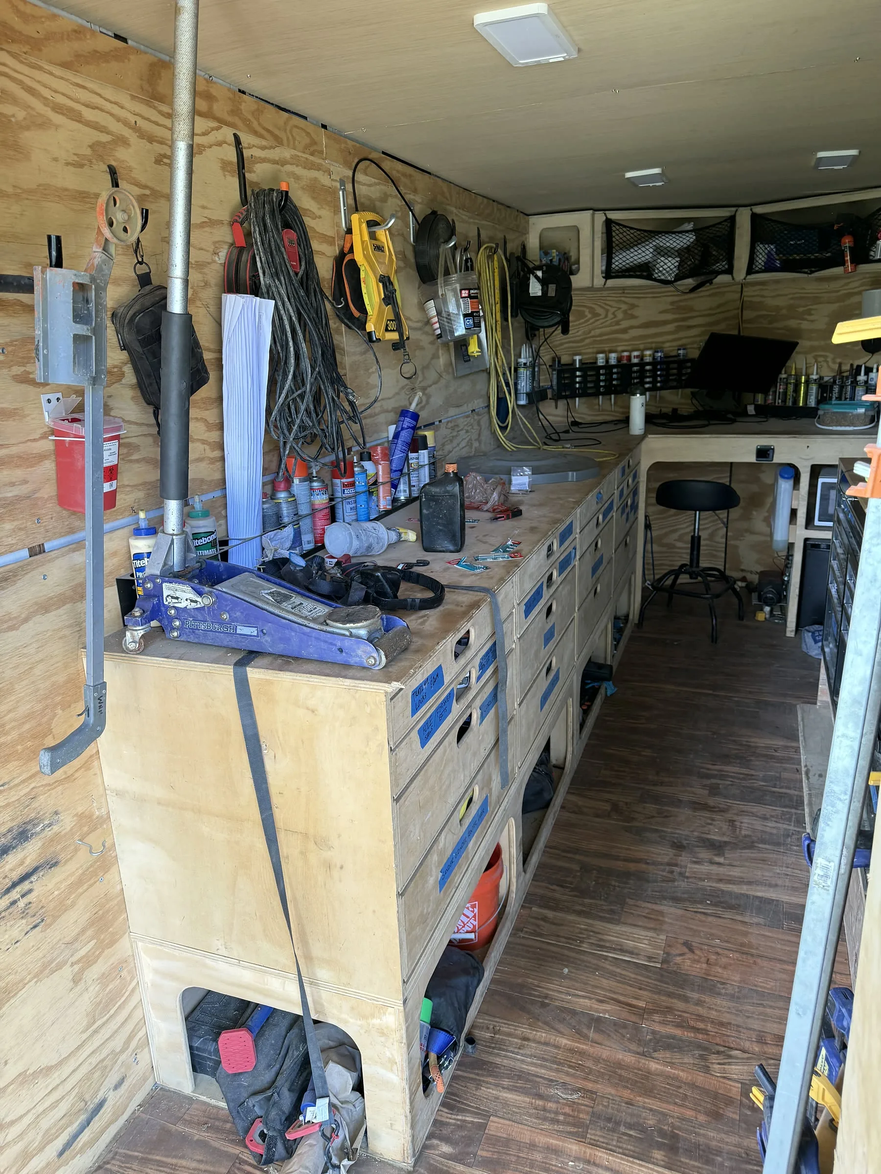 Shop drawers and clamp storage in the Biltout prototype